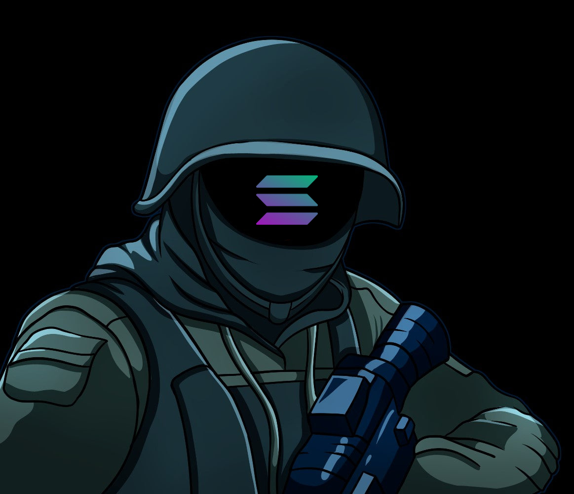 Soldier with glowing triangle emblem